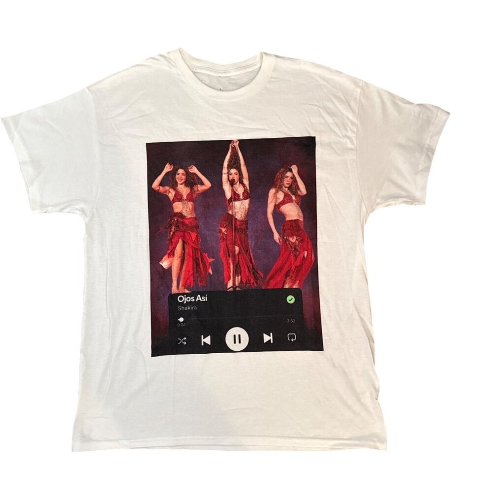 Shakiras Wolfpack‎ Music Tee Unisex White Graphic T-Shirt With Ojos Así Design &